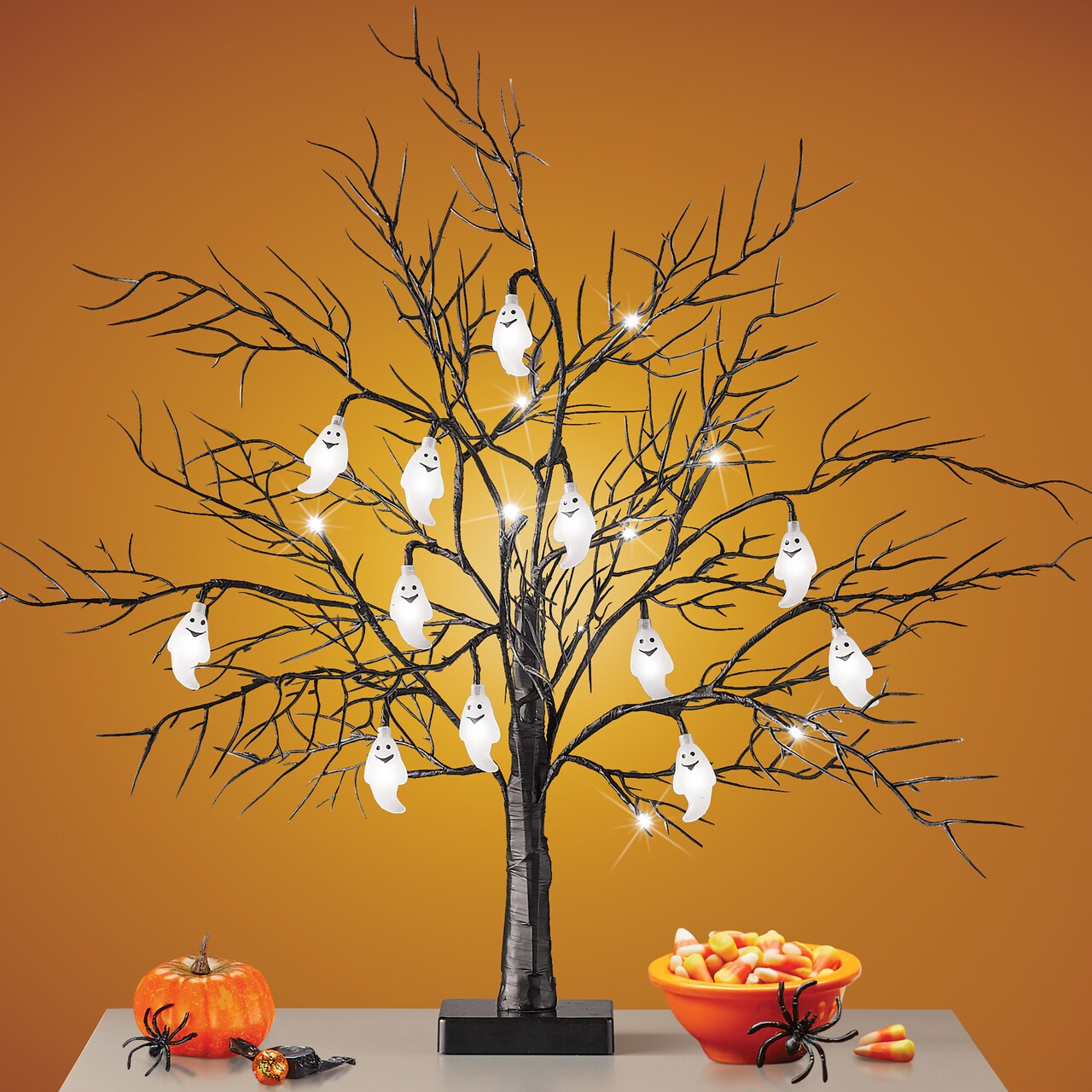 Collections Etc Collections Etc LED Lighted Halloween Ghost Tabletop Tree Decoration